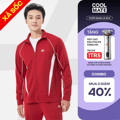[MUA 2 GIẢM 40%]Áo khoác thể thao Teamwear lightweight Flexline active, áo khoác màu đỏ Việt Nam Coolmate