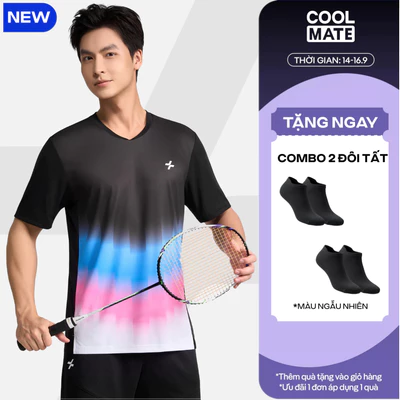Áo thun T-shirt cầu lông nam Graphic Faded Smash Energy chất mát, thoáng khí, nhanh khô Coolmate