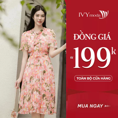 Đầm hoa xếp ly nữ IVY moda MS 48M8643