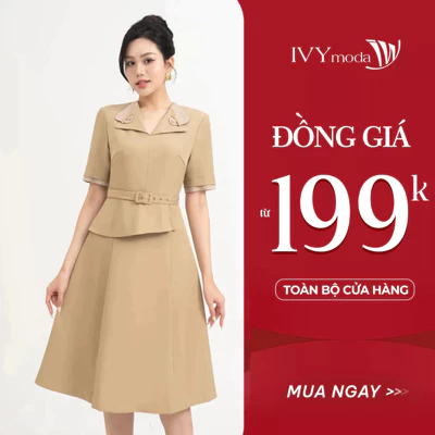 Đầm xòe nữ phối đai IVY moda MS 48M8645