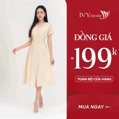 Light Spring Midi Dress - Đầm lụa cổ kiểu nữ IVY moda MS 48M8705