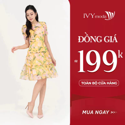 Đầm voan hoa dáng xòe nữ IVY moda MS 48M8652