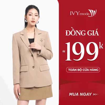 Áo blazer cách điệu khuy sau, áo vest dáng dài nữ IVY moda MS 67B9474