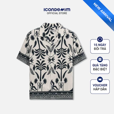 Áo Sơ Mi Nam ICONDENIM Tay Ngắn Cuban Pure Oasis Form Relaxed SMID0445