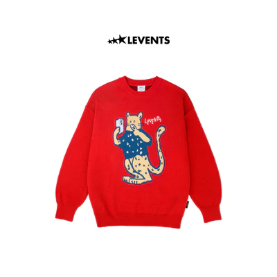 Áo Sweater Len Levents "My Animals" Series Panther/ Red Oversized