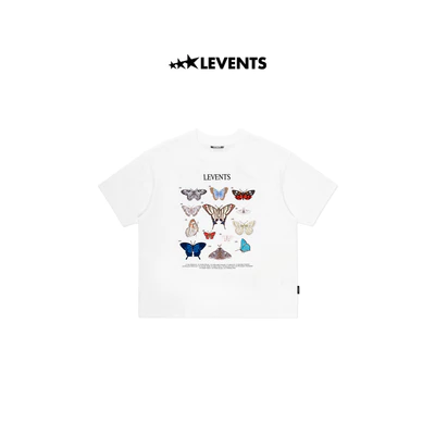 Áo Thun Levents Butterfly Catalog Semi-Oversized Tee/ White 100% Cotton T-shirt