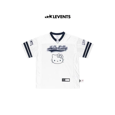 Levents® x Hello Kitty | Áo Jersey Champion Oversized Jersey/ White Thun Lưới Thái Và Tricot Bóng