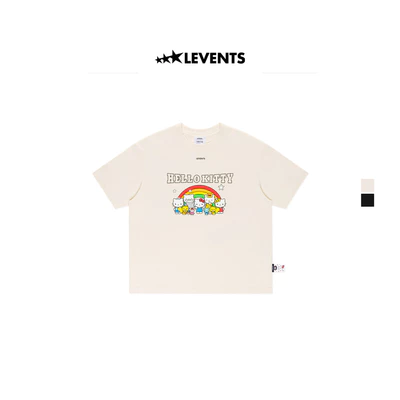 Levents® x Hello Kitty | Áo Thun Rainbow Semi-Oversized Tee 100% Cotton T-shirt