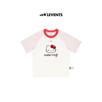 Levents® x Hello Kitty | Áo Thun Regular Icon Raglan Regular Tee/ White 100% Cotton T-shirt