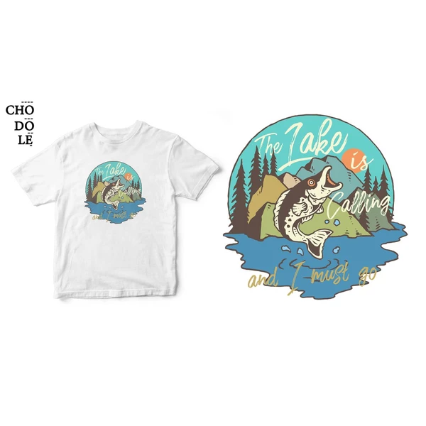 ÁO THUN UNISEX COTTON 100% IN HÌNH THE LAKE IS CALLING AND I MUST GO