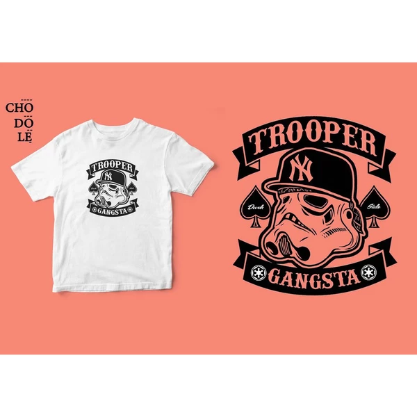 Áo thun unisex cotton 100% in hình Super Heroes Series - Trooper Gangsta (nhiều màu)