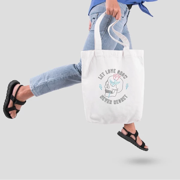 Túi vải tote bag của Chodole chất liệu túi canvas vải bố đẹp in hình độc đáo Let love grow, Never regret