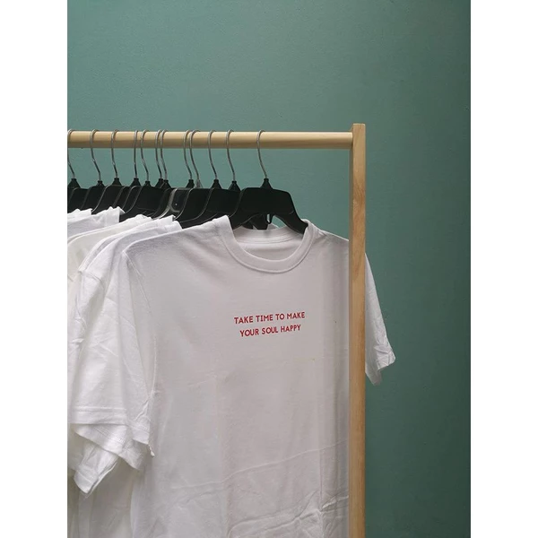 Áo thun cotton 100% in chữ take time to make your soul happy