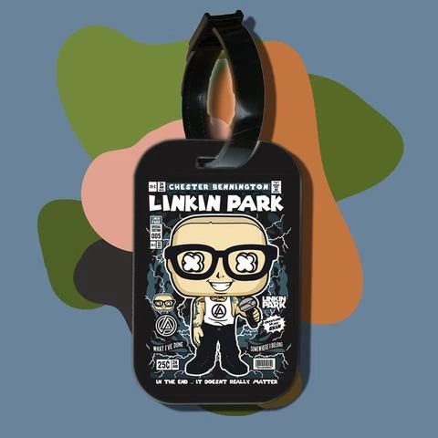 Thẻ hành lý cho túi xách balo du lịch in hình pop culture cartoon series Linkin Park Chester Bennington (nhiều màu)