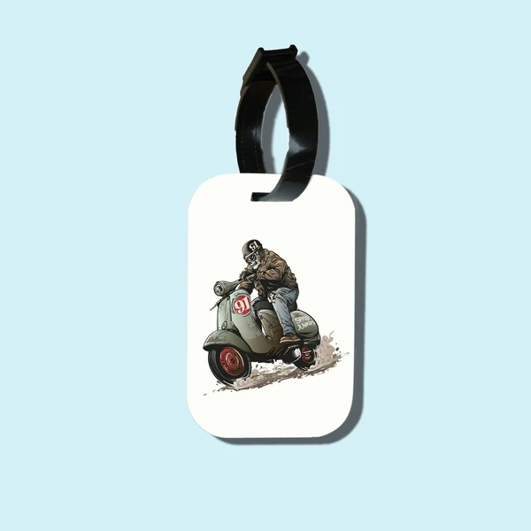Thẻ hành lý chodole loại tag hành lý làm bằng gỗ ép cán nhựa cao cấp cho túi xách balo du lịch in hình Dirt Biker