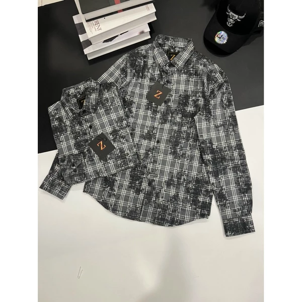Áo sơ mi caro nam tay dài áo kẻ caro xám loang màu vải mềm không nhăn, thiết kế trẻ trung unisex cho cả nam và nữ