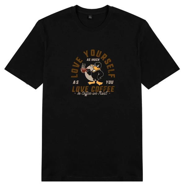 Áo thun unisex cotton in hình Love yourself as you love your coffee (nhiều màu)