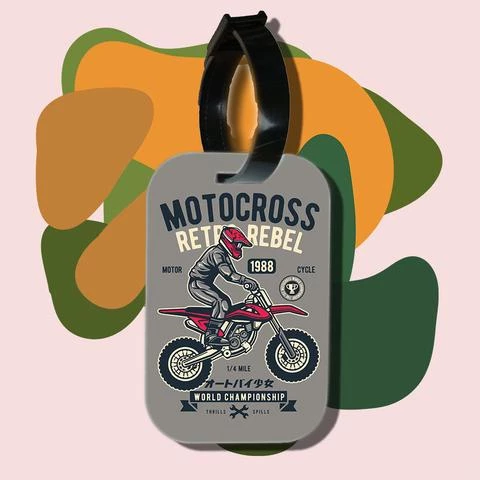 Thẻ hành lý cho túi xách balo du lịch in hình motocross retro rebel (nhiều màu)