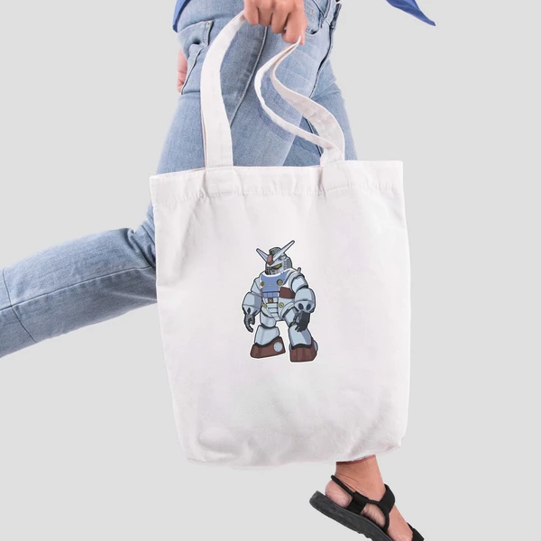 Túi vải tote bag của Chodole chất liệu túi canvas vải bố đẹp in hình độc đáo Half Skeleton - Gundam
