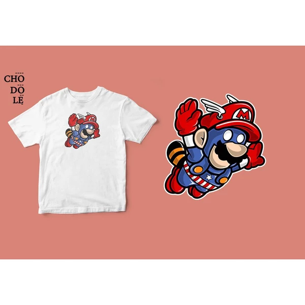 Áo thun tay ngắn unisex Chodole cho cả nam và nữ, chất liệu vải cotton in hình Super Heroes Series - Captain Mario