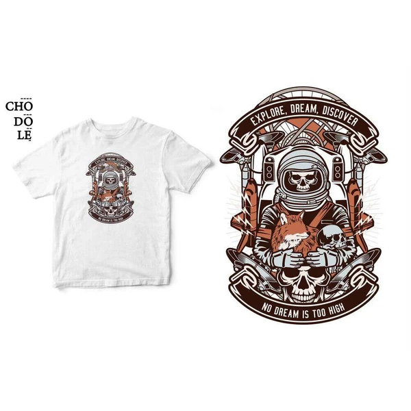Áo thun tay ngắn unisex Chodole cho cả nam và nữ, chất liệu vải cotton in hình Explore, Dream, Discover