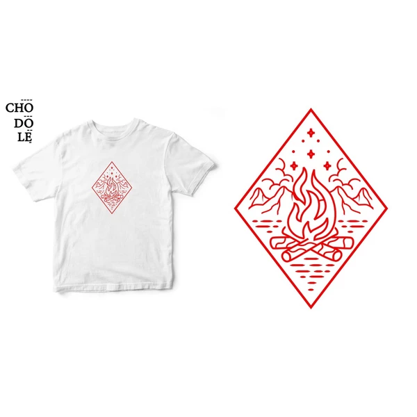 Áo thun ngắn tay unisex Chodole cho cả nam và nữ, chất liệu vải cotton in cotton 100% in hình Camp fire