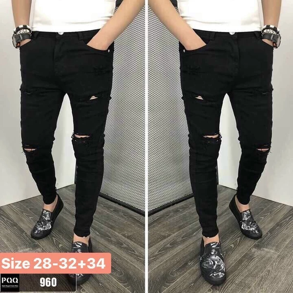 Quần jean nam quần bò màu đen rách thời trang cá tính dễ phối đồ chất jean bò co dãn thoải mái vận động