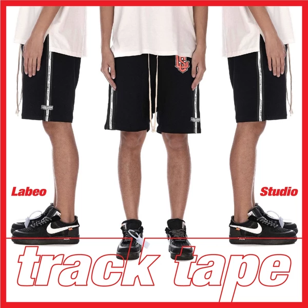 LBQ82 Quần short nỉ unisex track tape dáng rộng Labeo Studio chính hãng ( local brand )