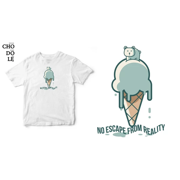 Áo thun tay ngắn unisex Chodole cho cả nam và nữ, chất liệu vải cotton in hình No Escape From Reality