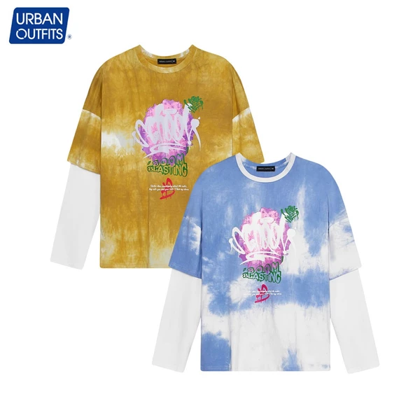 Áo Thun Tay Dài Nam Nữ Urban Outfits Dáng Unisex Shopee Form Rộng BigSize 100kg Loang Màu In Chữ SCHOOL 100Cotton TDO08