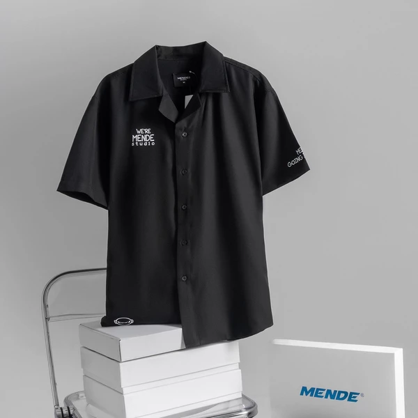 MENDE - W.O.T Shirt Đen - Áo Sơ Mi Nam Tay Ngắn