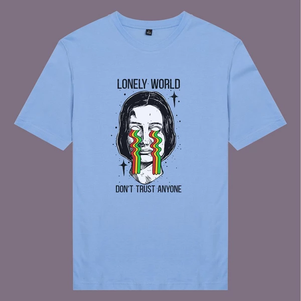 Áo thun tay ngắn unisex Chodole cho cả nam và nữ, chất liệu vải cotton in chữ Lonely World