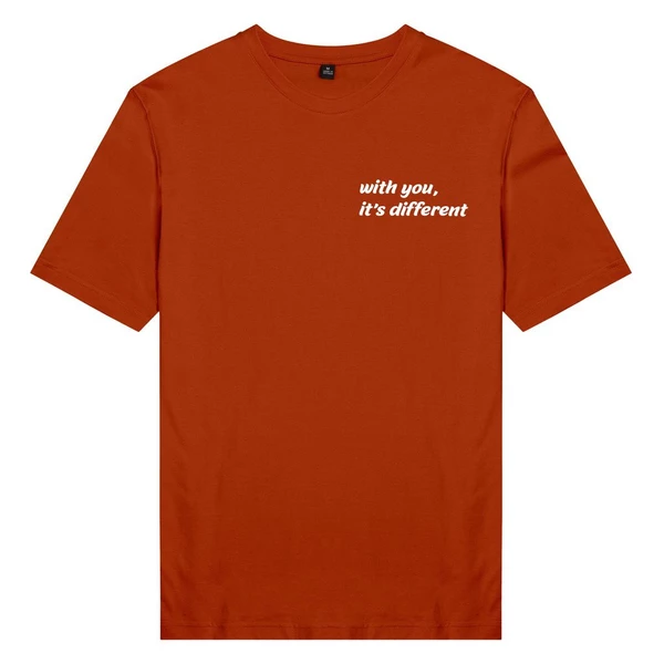 Áo thun cặp in chữ with you, it's different