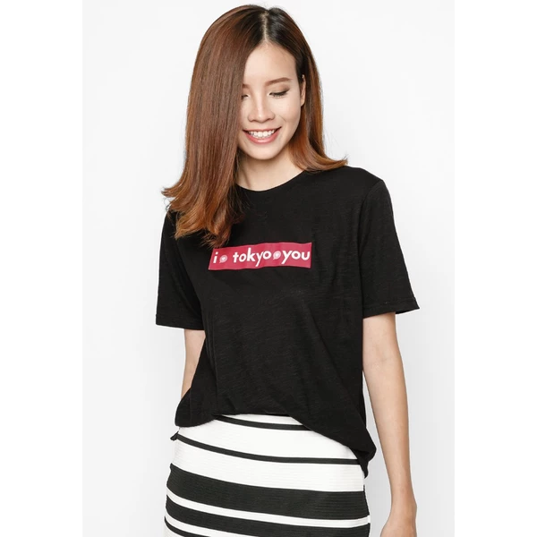 Áo thun tay ngắn unisex Chodole cho cả nam và nữ, chất liệu vải cotton in chữ  Love City - Tokyo You