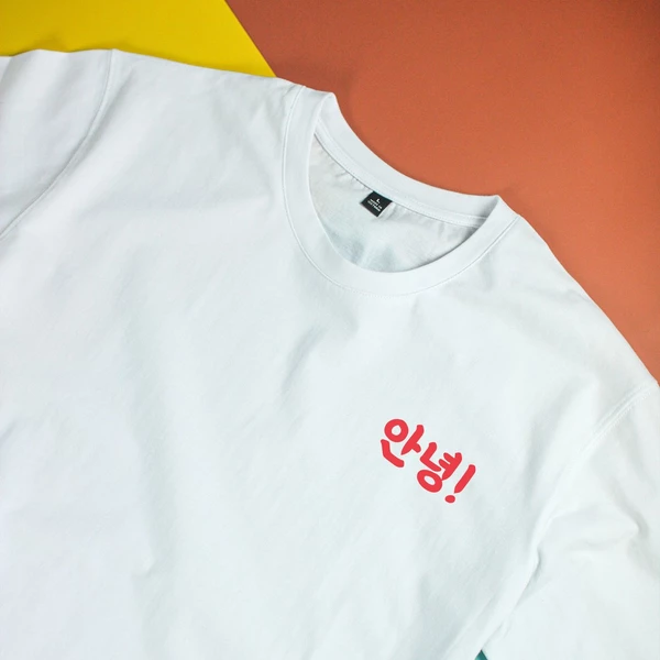 Áo thun tay ngắn unisex Chodole cho cả nam và nữ, chất liệu vải cotton in chữ  안녕 - ANNYONG HÀN QUỐC ( nhiều màu )