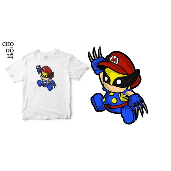 Áo thun tay ngắn unisex Chodole cho cả nam và nữ, chất liệu vải cotton in chữ Super Heroes Series - Mario Wolverine
