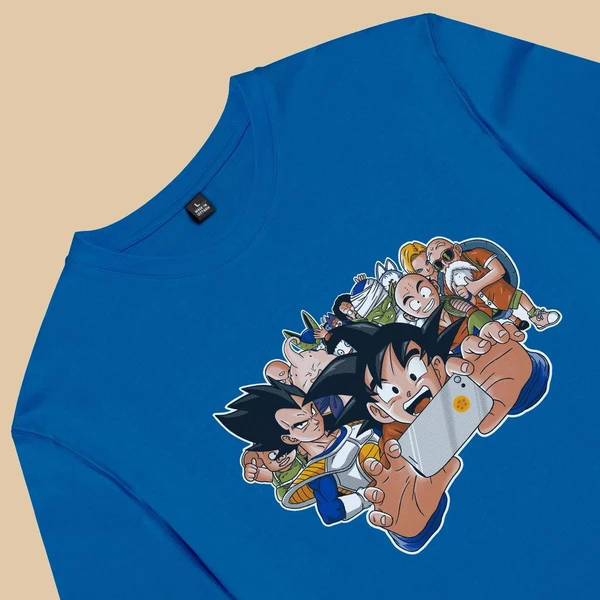 Áo thun ngắn tay unisex Chodole cho cả nam và nữ, chất liệu vải cotton in cotton 100% in hình Dragon Ball Group Selfie