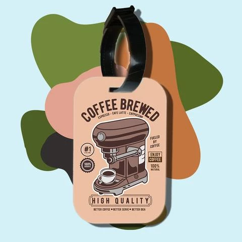 Thẻ hành lý chodole loại tag hành lý làm bằng gỗ ép cán nhựa cao cấp cho túi xách balo du lịch in hình coffee brewed