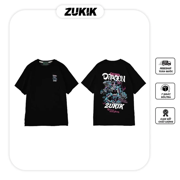 Áo thun tee phông nam nữ tay lỡ oversize form rộng ZUKIK - Dragon
