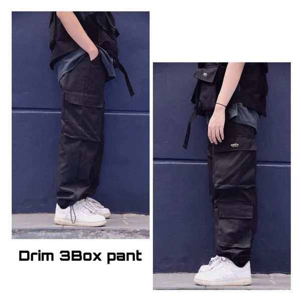 Quần Ống Rộng Unisex Nam Nữ,quần Túi Hộp Kaki Drimwe 3box