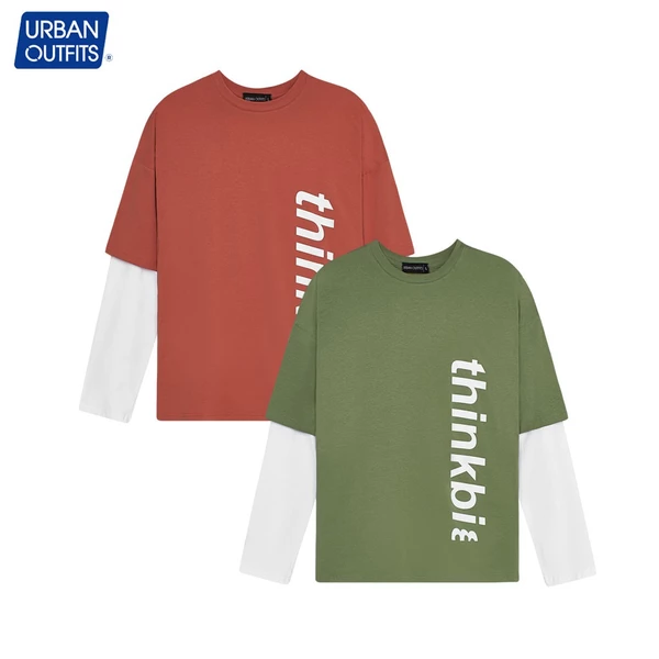 Áo Thun Tay Dài Nữ Nam Urban Outfits Dáng Unisex Shopee Form Rộng BigSize 100kg Phối Tay In Chữ ThinkBi 100%Cotton TDO06