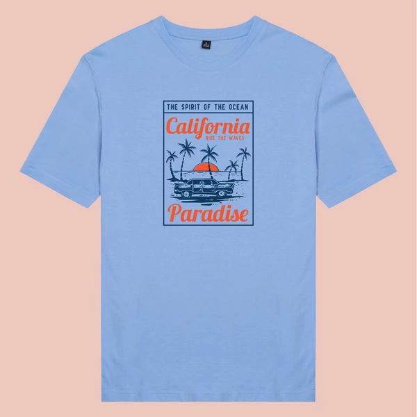 Áo thun tay ngắn unisex Chodole cho cả nam và nữ, chất liệu vải cotton in hình Beach Car - California Love