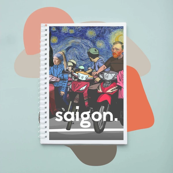 Sổ tay notebook giấy in hình Saigon Starry Night