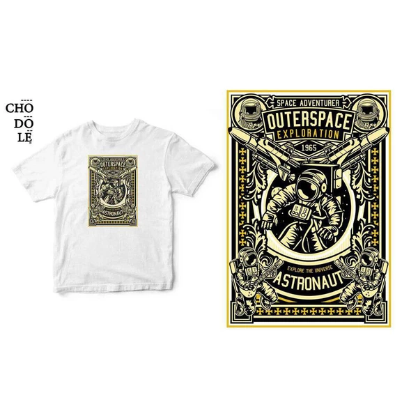 Áo thun ngắn tay unisex Chodole cho cả nam và nữ, chất liệu vải cotton in cotton 100% in hình Outerspace Exploration