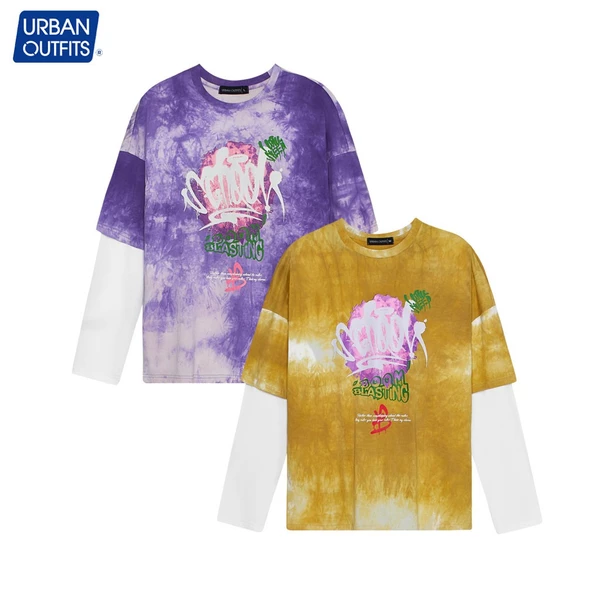 Áo Thun Tay Dài Nữ Nam Urban Outfits Dáng Unisex Shopee Form Rộng BigSize 100kg Loang Màu In Chữ SCHOOL 100%Cotton TDO08