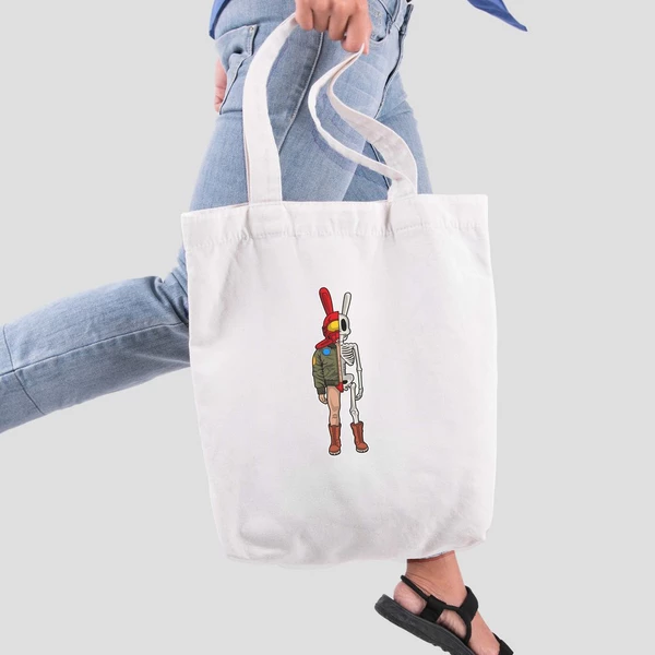 Túi vải tote bag của Chodole chất liệu túi canvas vải bố đẹp in hình độc đáo Half Skeleton - Earthman