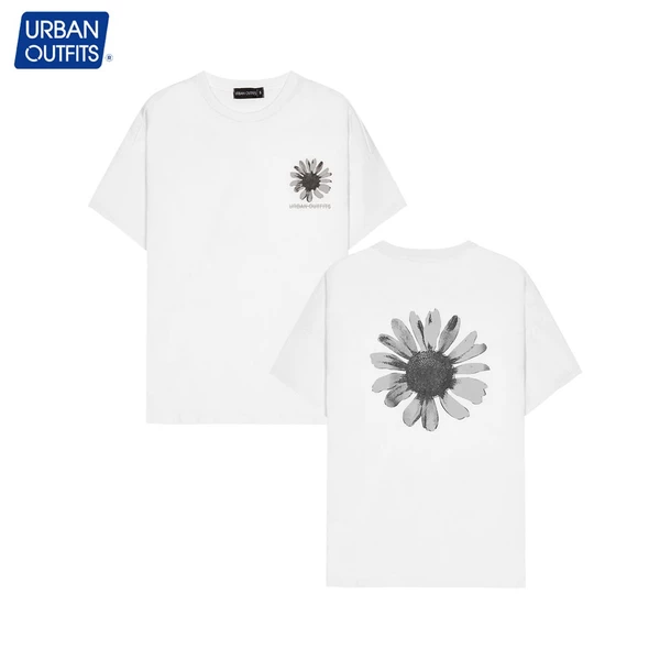 Áo Thun Nữ Tay Lỡ Form Rộng URBAN OUTFITS Cổ Tròn Unisex Big Size 90k In Hoa Cúc Đen 100% Cotton Cao Cấp OUTFIT ATO07