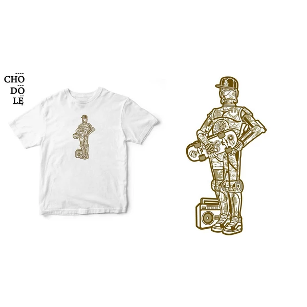 Áo thun tay ngắn unisex Chodole cho cả nam và nữ, chất liệu vải cotton in chữ Super Heroes Series - Street C3P0