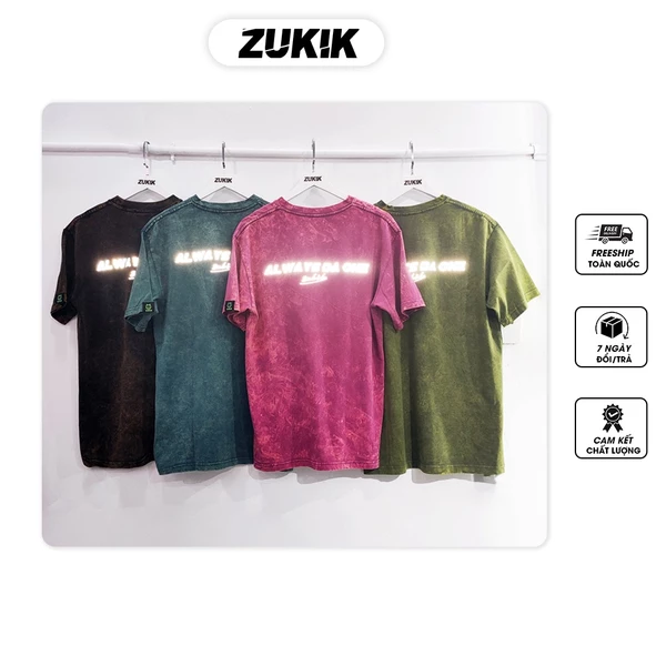 Áo thun wash unisex oversize Always Da One phản quang - ZUKIK