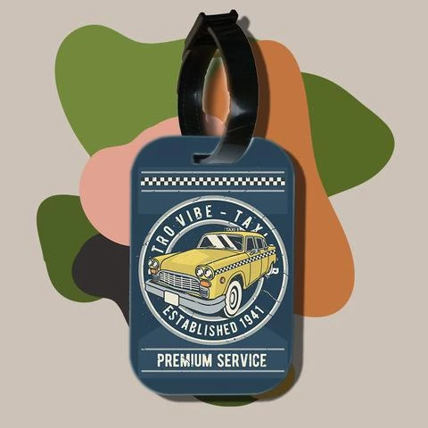 Thẻ hành lý chodole loại tag hành lý làm bằng gỗ ép cán nhựa cao cấp cho túi xách balo du lịch in hình Taxi - Retro Vibe